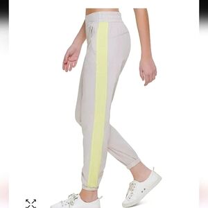 CALVIN KLEIN Performance colorblocked joggers In Light Grey/neon Green. Size MED